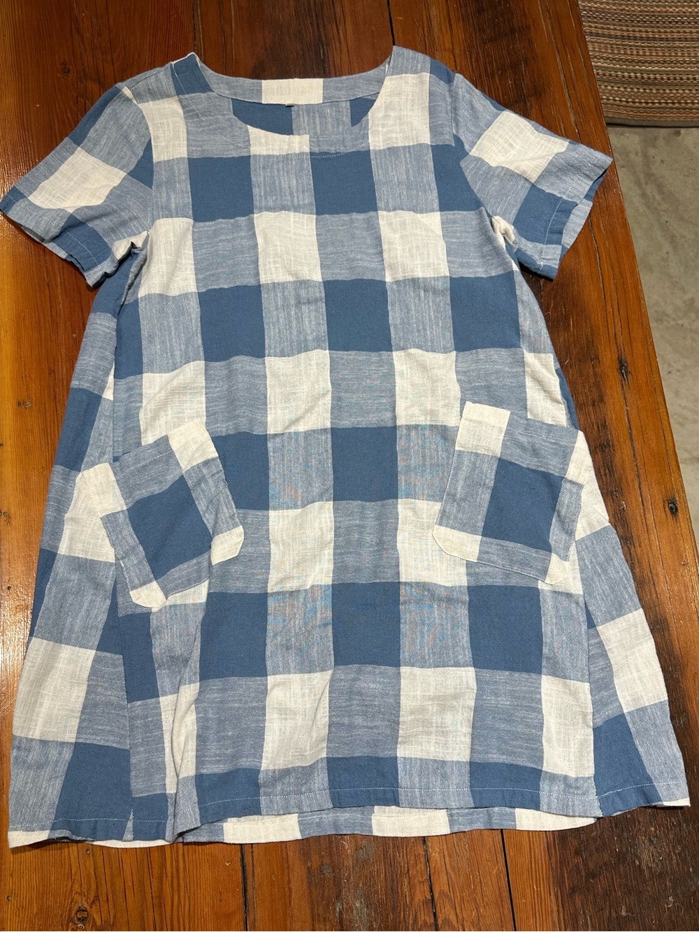 Summer Dress, Blue & White Check, Women's Med